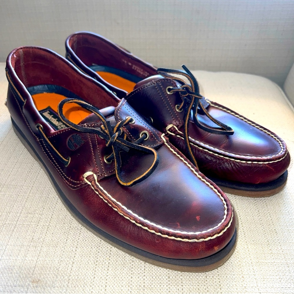 Timberland Men's Boat Shoes in Burgundy and Brown